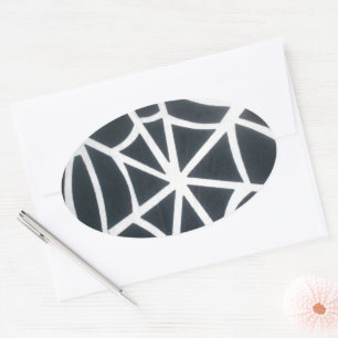 Sticker Ovale Motif géométrique Gras noir et blanc Spider Web
