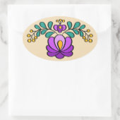Sticker Ovale Motif hongrois de broderie, "Matyó" - violet (Sac)