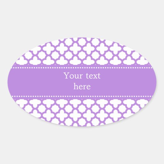 Sticker Ovale Motif Lavender Quatrefoil (Devant)