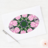 Sticker Ovale Motif Motif Monogramme noir et rose joli (Enveloppe)