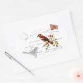 Sticker Ovale Motif nostalgique avec oiseau (Enveloppe)