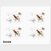 Sticker Ovale Motif nostalgique avec oiseau (Feuille)