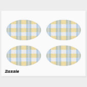 Sticker Ovale Motif Pastel bleu et jaune (Feuille)