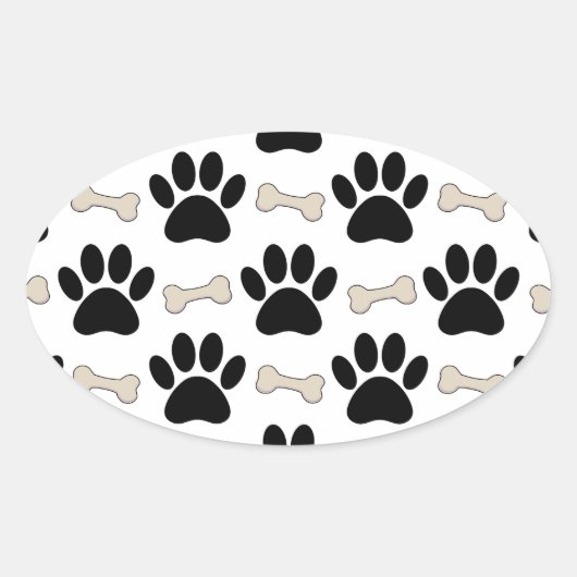 Sticker Ovale Motif Pâtes Et Os (Devant)