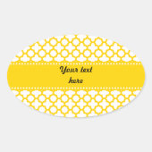 Sticker Ovale Motif Quatrefoil jaune (Devant)