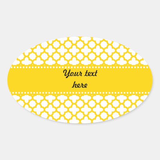 Sticker Ovale Motif Quatrefoil jaune (Devant)