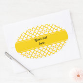 Sticker Ovale Motif Quatrefoil jaune (Enveloppe)