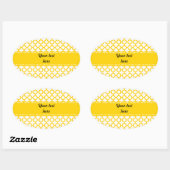 Sticker Ovale Motif Quatrefoil jaune (Feuille)