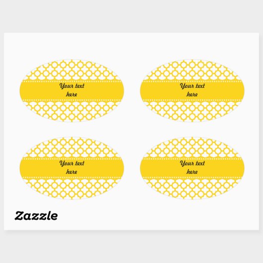 Sticker Ovale Motif Quatrefoil jaune (Feuille)