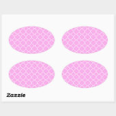Sticker Ovale Motif Quatrefoil Rose Et Blanc (Feuille)