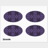 Sticker Ovale Motif Rétro de Couleur Violet Foncé (Feuille)