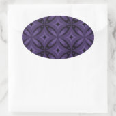 Sticker Ovale Motif Rétro de Couleur Violet Foncé (Sac)