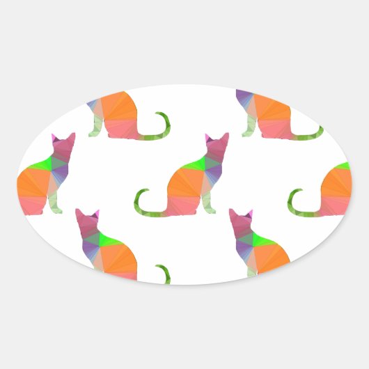 Sticker Ovale Motif Silhouette de chat à basse densité (Devant)