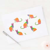 Sticker Ovale Motif Silhouette de chat à basse densité (Enveloppe)