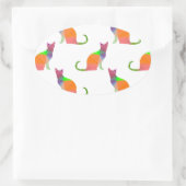 Sticker Ovale Motif Silhouette de chat à basse densité (Sac)