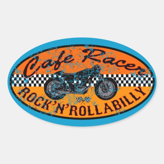 Sticker Ovale Moto racer (Devant)