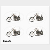 Sticker Ovale Motocyclette classique américaine (Feuille)