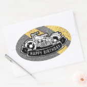 Sticker Ovale Motorcycle Biker Joyeux cadeau d'anniversaire fête (Enveloppe)