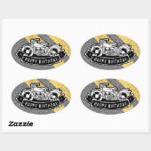 Sticker Ovale Motorcycle Biker Joyeux cadeau d'anniversaire fête (Feuille)