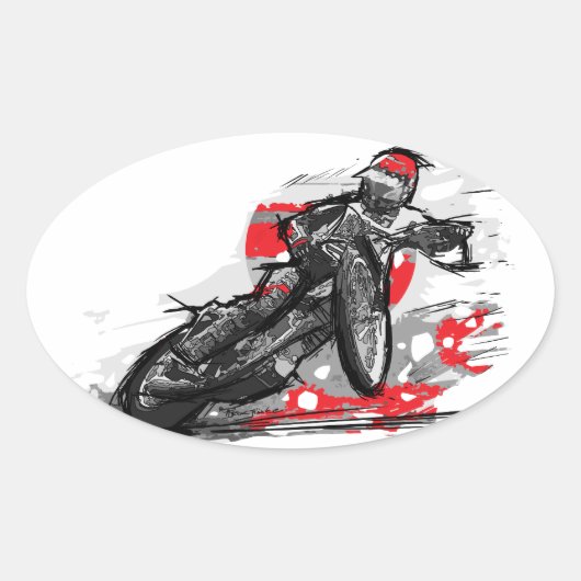 Sticker Ovale Motorcycle Racing Speedway Flat Track (Devant)