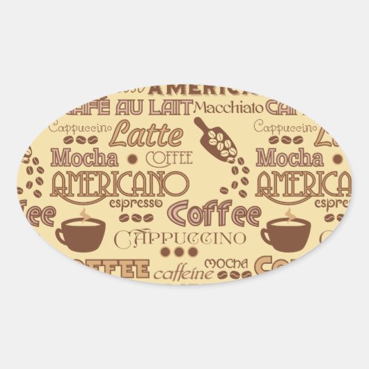 Sticker Ovale Mots de café (Devant)