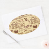 Sticker Ovale Mots de café (Enveloppe)