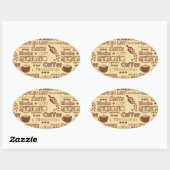 Sticker Ovale Mots de café (Feuille)
