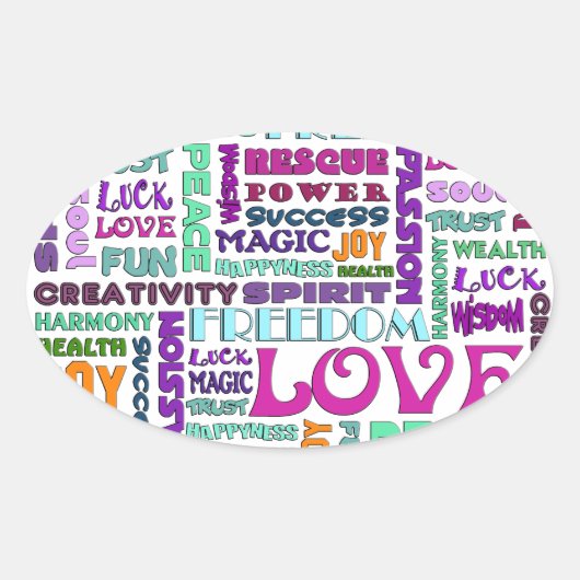 Sticker Ovale Mots De La Voie Esprit (Devant)