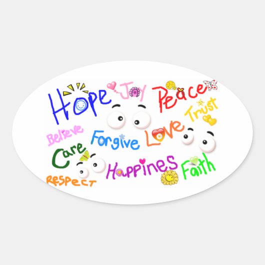 Sticker Ovale Mots du coeur_ (Devant)