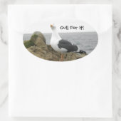 Sticker Ovale Mouette de tête de teint drôle (Sac)