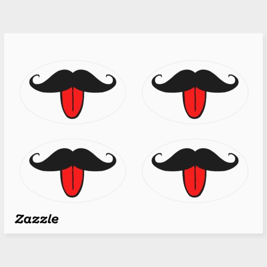 Sticker Ovale Moustache drôle (Feuille)