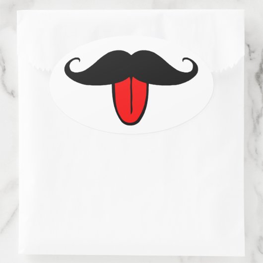 Sticker Ovale Moustache drôle (Sac)