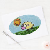 Sticker Ovale Moutons ensoleillés (Enveloppe)