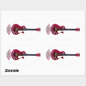 Sticker Ovale Music Notes Chaînes Guitare Peace Love Destiny Art (Feuille)