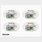 Sticker Ovale My Happy Place 5th Wheel Trailer (Feuille)