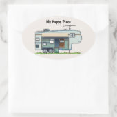 Sticker Ovale My Happy Place 5th Wheel Trailer (Sac)