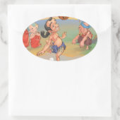 Sticker Ovale Myanmar Chinlone traditionnel (Sac)