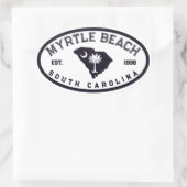 Sticker Ovale Myrtle Beach Caroline du Sud Drapeau Carte Souveni (Sac)