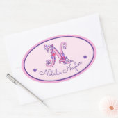 Sticker Ovale N lettre monogramme nom personnalisé id autocollan (Enveloppe)