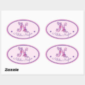 Sticker Ovale N lettre monogramme nom personnalisé id autocollan (Feuille)