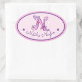Sticker Ovale N lettre monogramme nom personnalisé id autocollan (Sac)