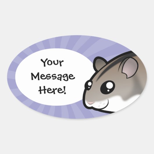 Sticker Ovale Nain de dessin animé Hamster (Devant)