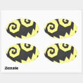 Sticker Ovale NALGames fou dans le visage noir + jaune (Feuille)