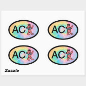 Sticker Ovale Nantucket ACK Ours dansant (Feuille)