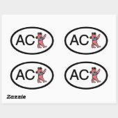 Sticker Ovale Nantucket ACK Ours dansant (Feuille)