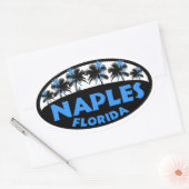 Sticker Ovale Naples Florida paume bleu noir (Enveloppe)
