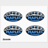 Sticker Ovale Naples Florida paume bleu noir (Feuille)