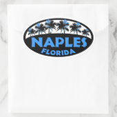 Sticker Ovale Naples Florida paume bleu noir (Sac)