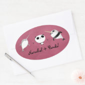 Sticker Ovale Narwhal plus Panda ! (Enveloppe)