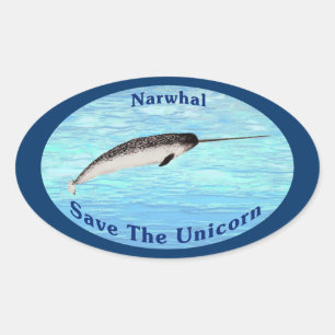 Sticker Ovale Narwhal - Sauvez La Licorne